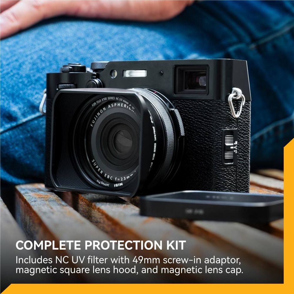 NiSi JetMag Pro Lens Hood, Uv Filter & Cap for Fuji X100 Series Black