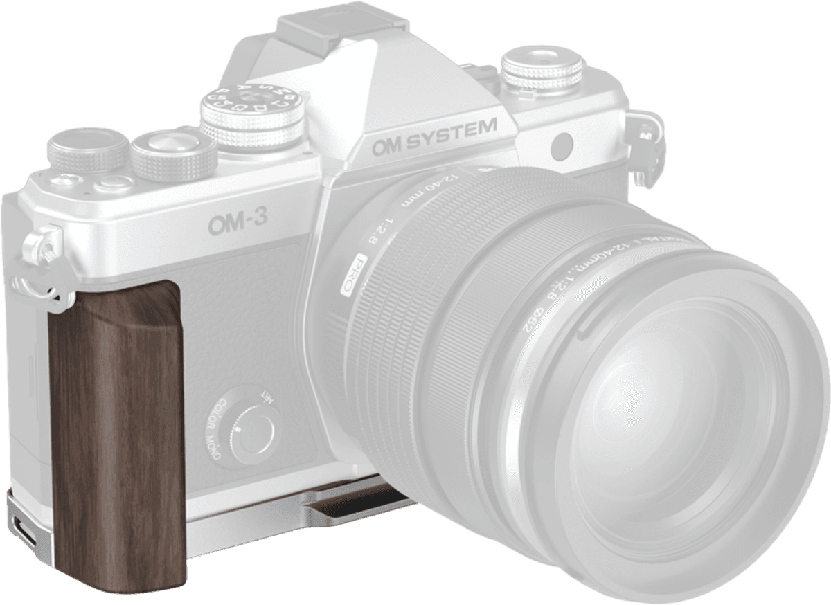 SmallRig 5563 L-Shaped Mount Plate with Wooden Handle for OM SYSTEM OM-3