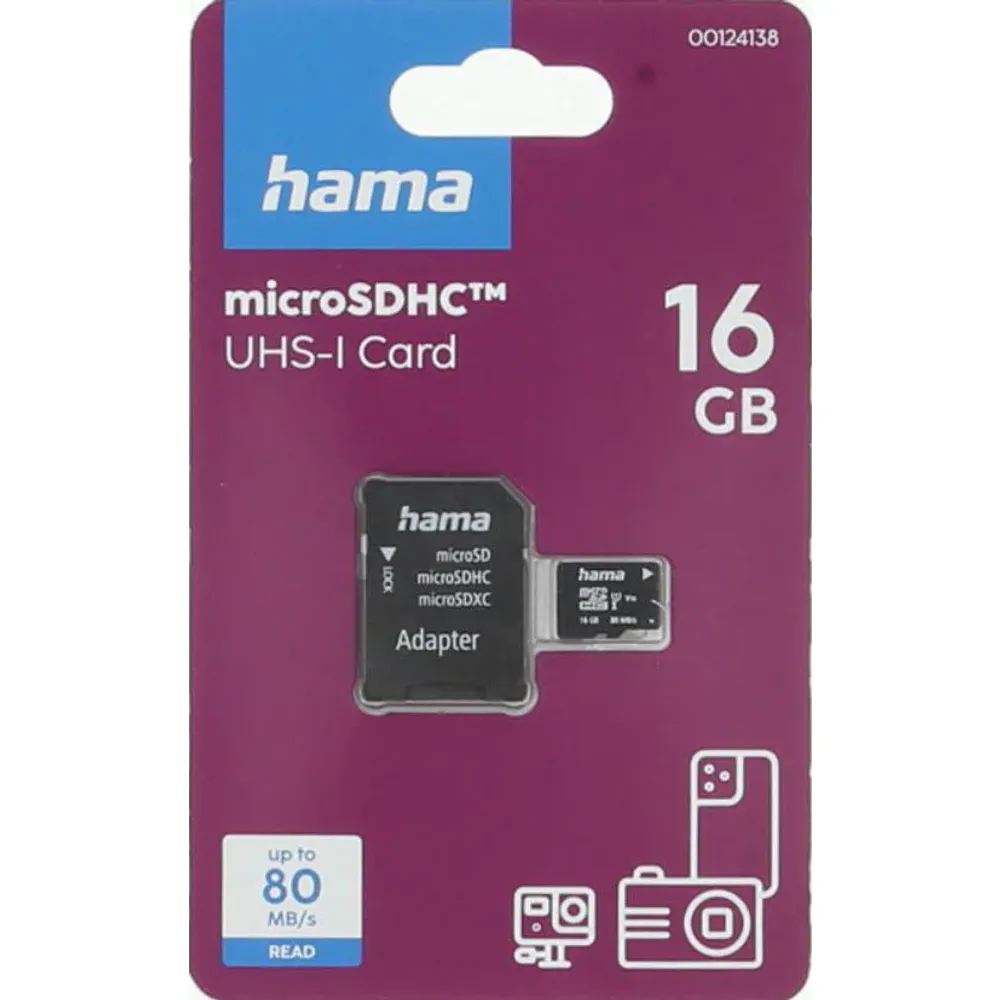 Hama Micro SDHC 16GB Class 10 UI V10 80MB/s