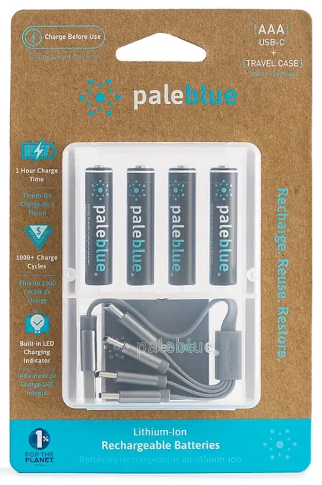 Pale Blue Li-Ion oppladbare AAA-batterier 4-pk