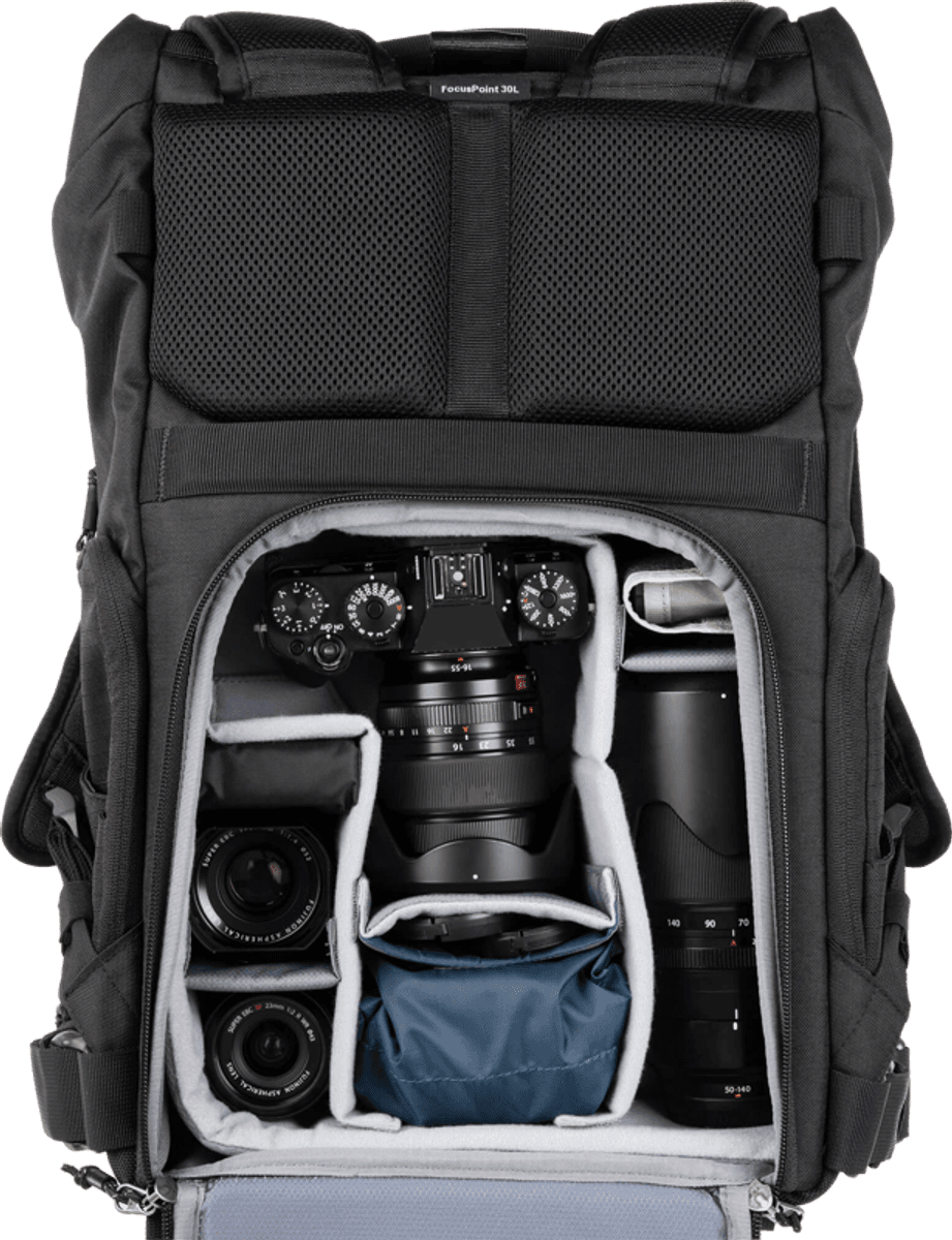 Think Tank FocusPoint 30L I Hybrid RollTop Backpack I Asphalt Black